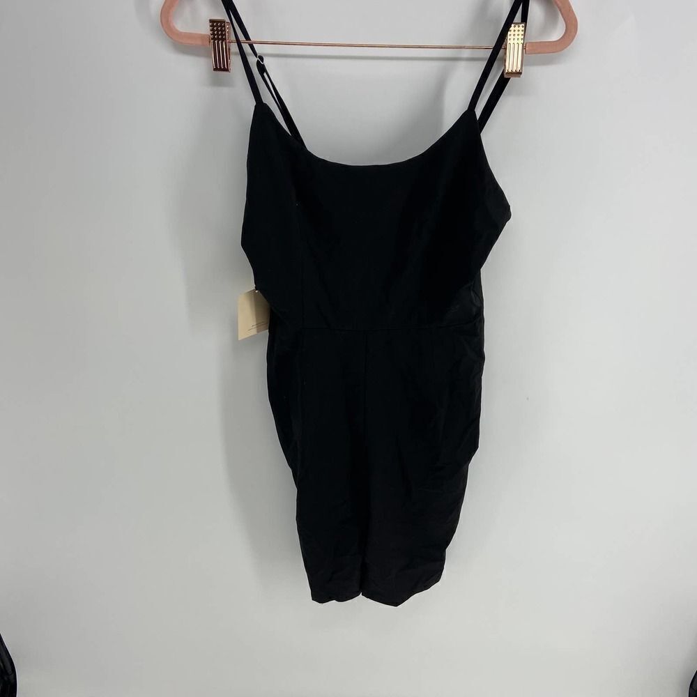 Revolve Superdown Womens Black Spaghetti Strap Bike Short Romper Bodysuit Small